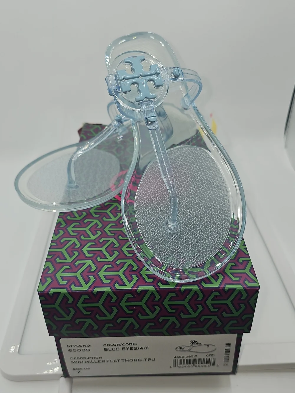 Tory Burch Clear Blue Miller Jelly Thong Sandals